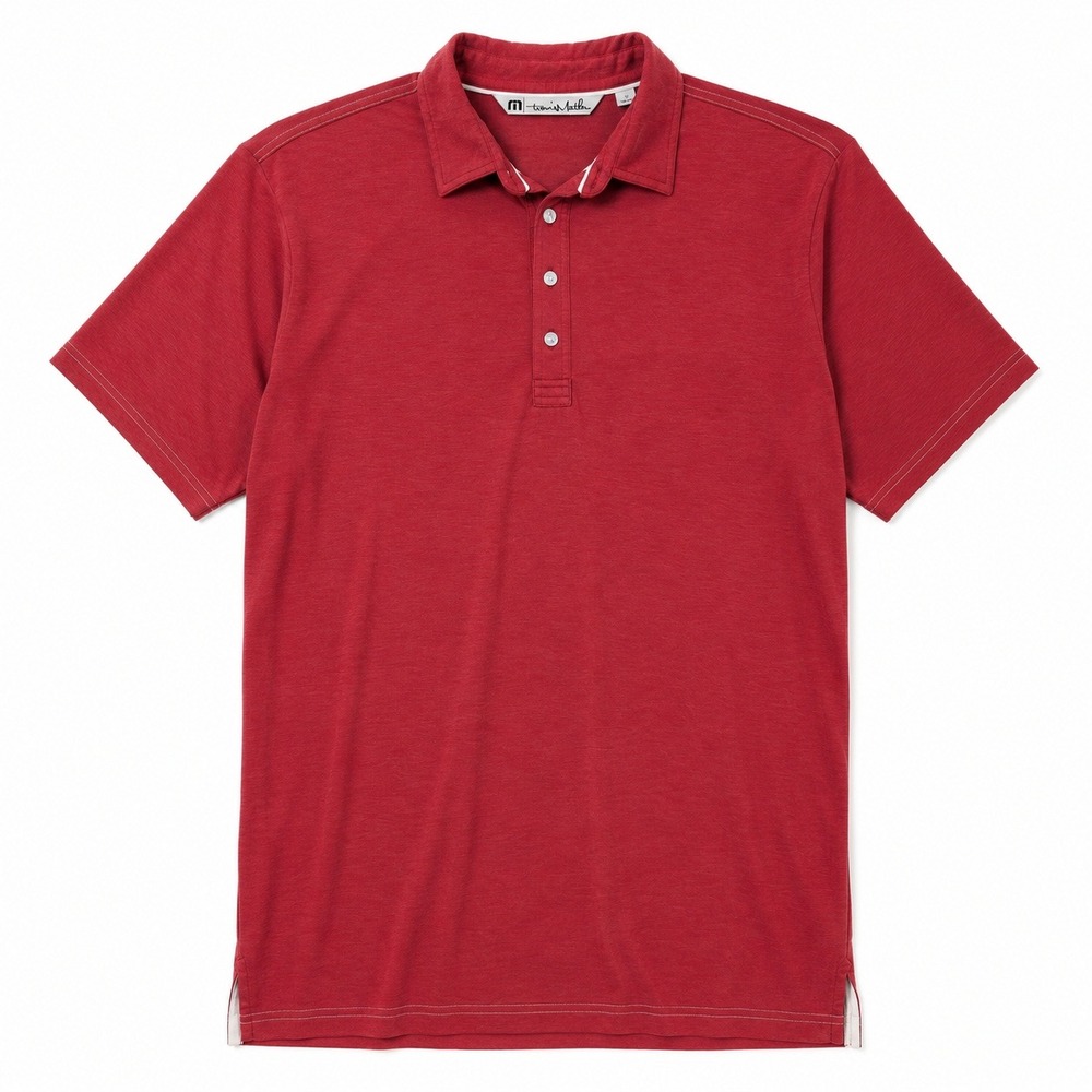 TravisMathew Polo Shirt Mens Large Red Short Sleeve Pima Cotton Blend Golf Pique